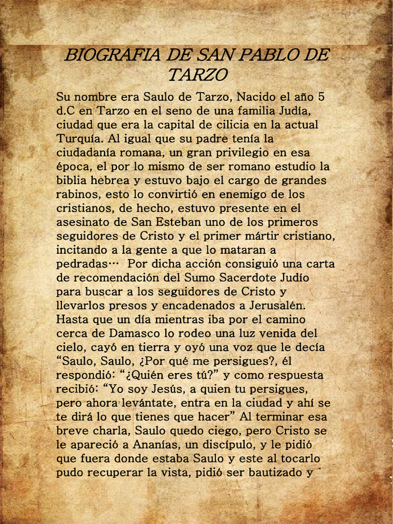 Biografia De San Pablo De Tarzo Pdf