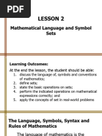 LESSON 2, Mathematical Language, Symbols & Sets