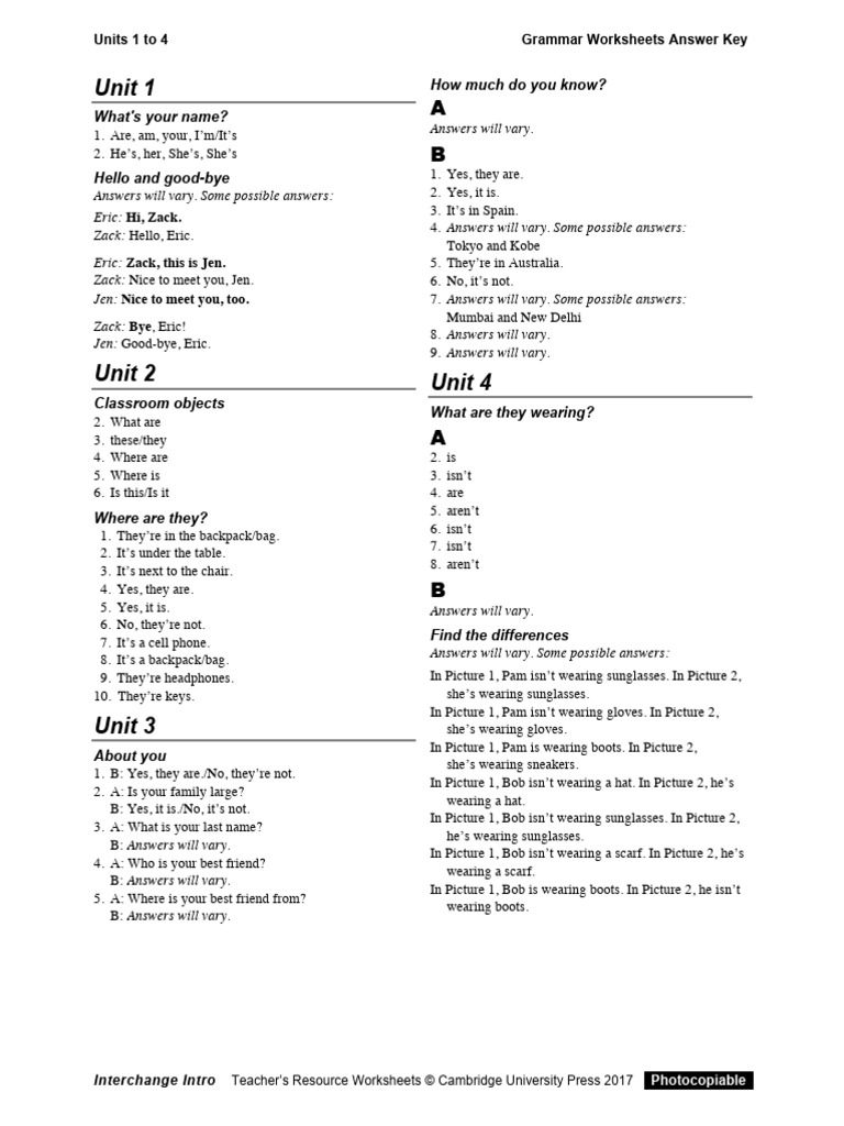 Grammar Worksheets Answerkey Pdf