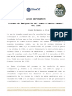 Aviso Informativo (Proceso de Designación de Nuevo Titular Del CIDE) 28112021