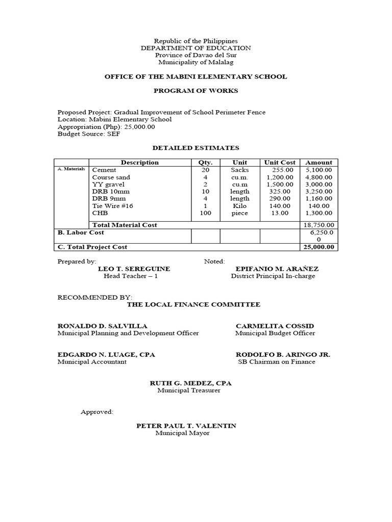 Program of works pdf