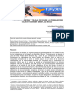 Flexibilidad Laboral Y Calidad de Vida de Los Trabajadores en La Hotelería en Mazatlán, México