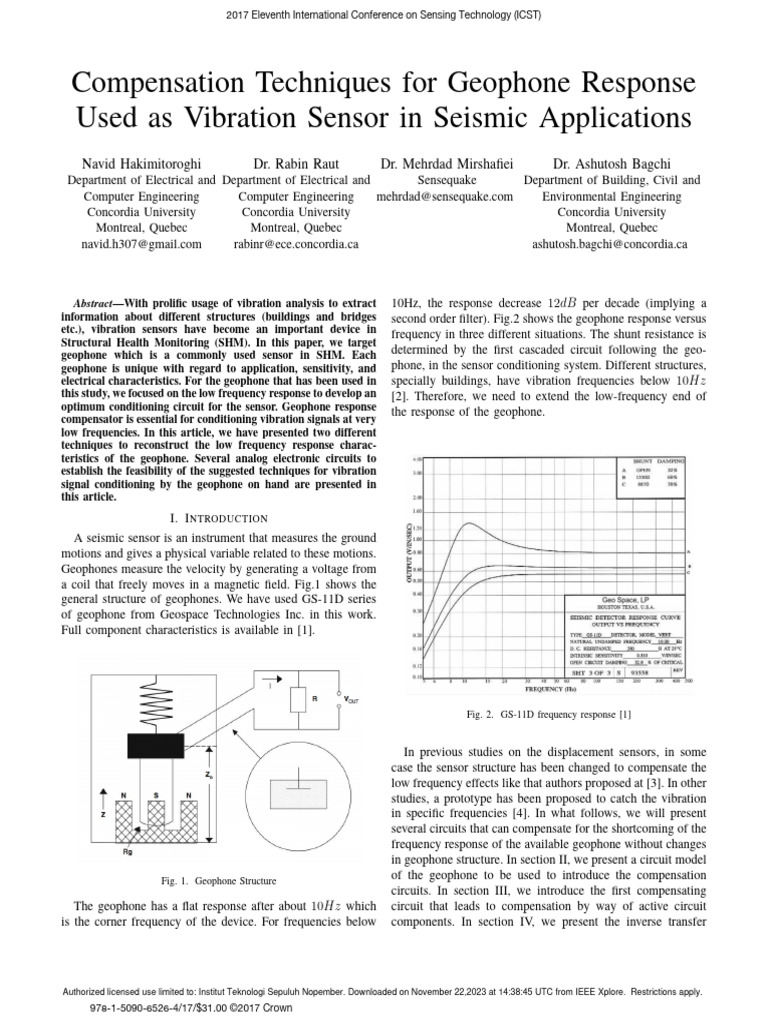 Geophone Low-Frequency Compensation Techniques | PDF | Electronic ...