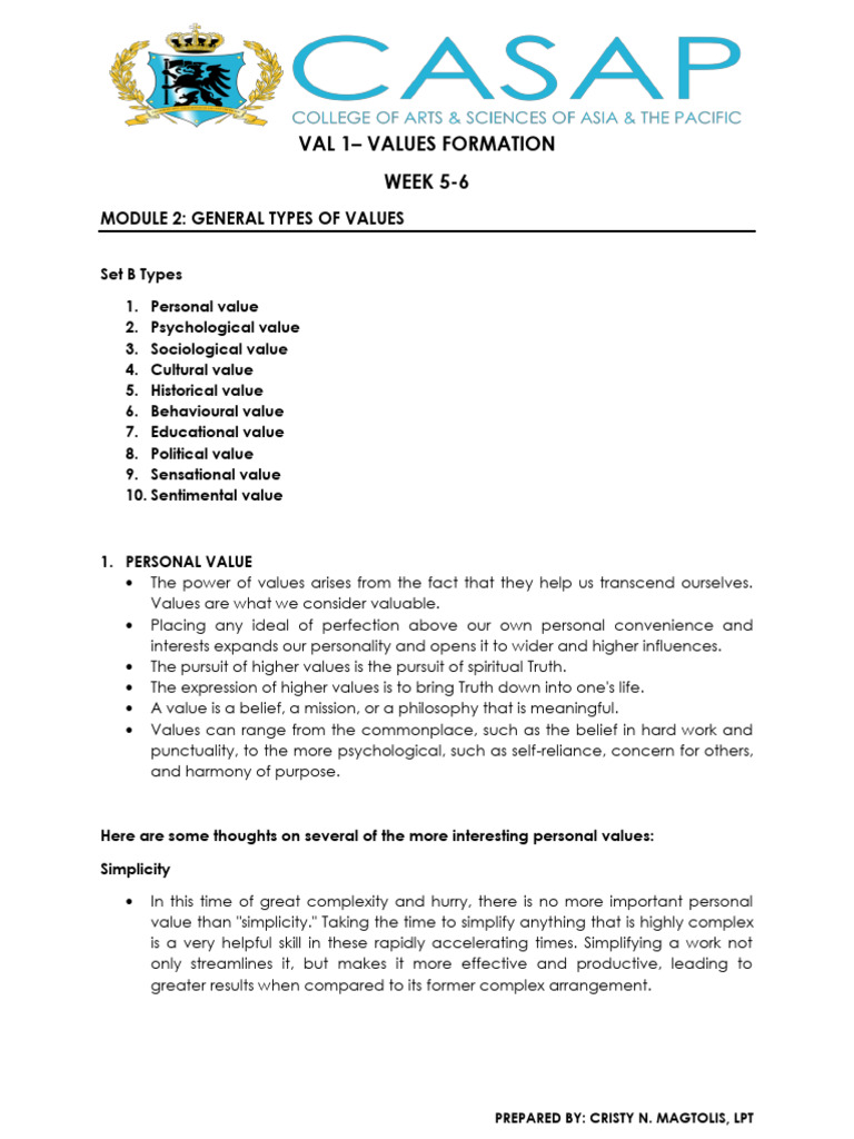 Overview Of Value Types And Examples Pdf Motivational Motivation