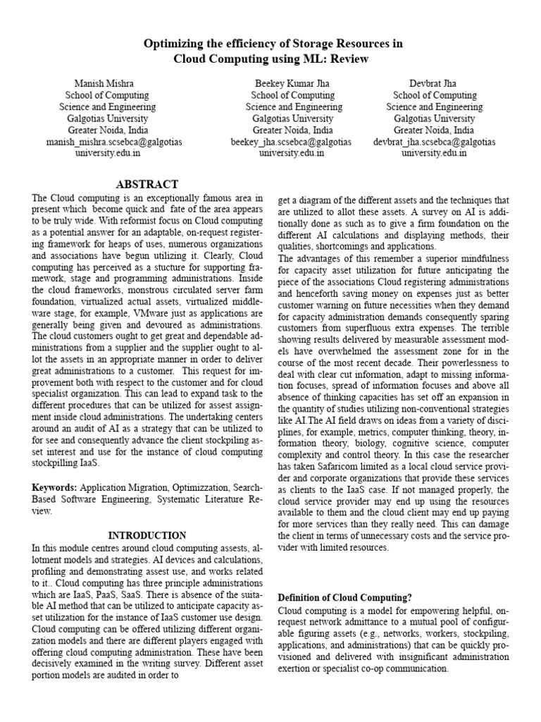 Cloud Storage Optimization with ML | PDF | Cloud Computing | Software ...