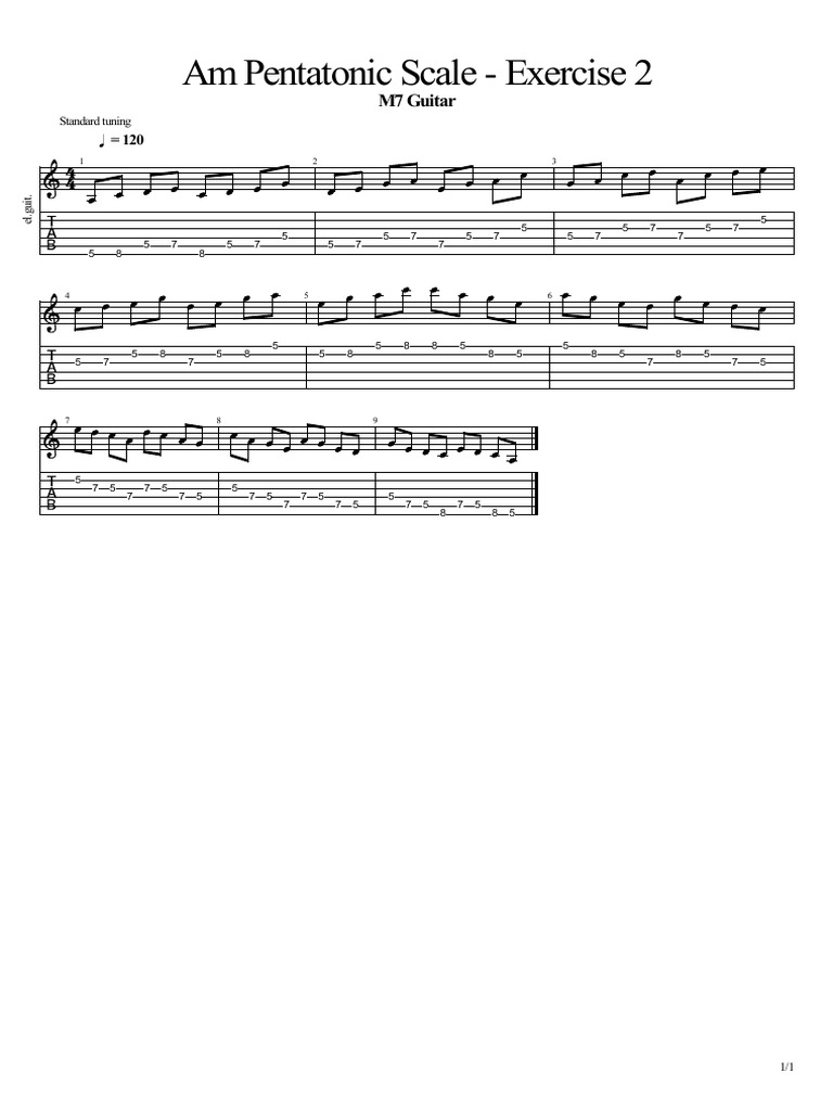 Am Pentatonic Scale Exercise 2 PDF Celtic Musical Instruments