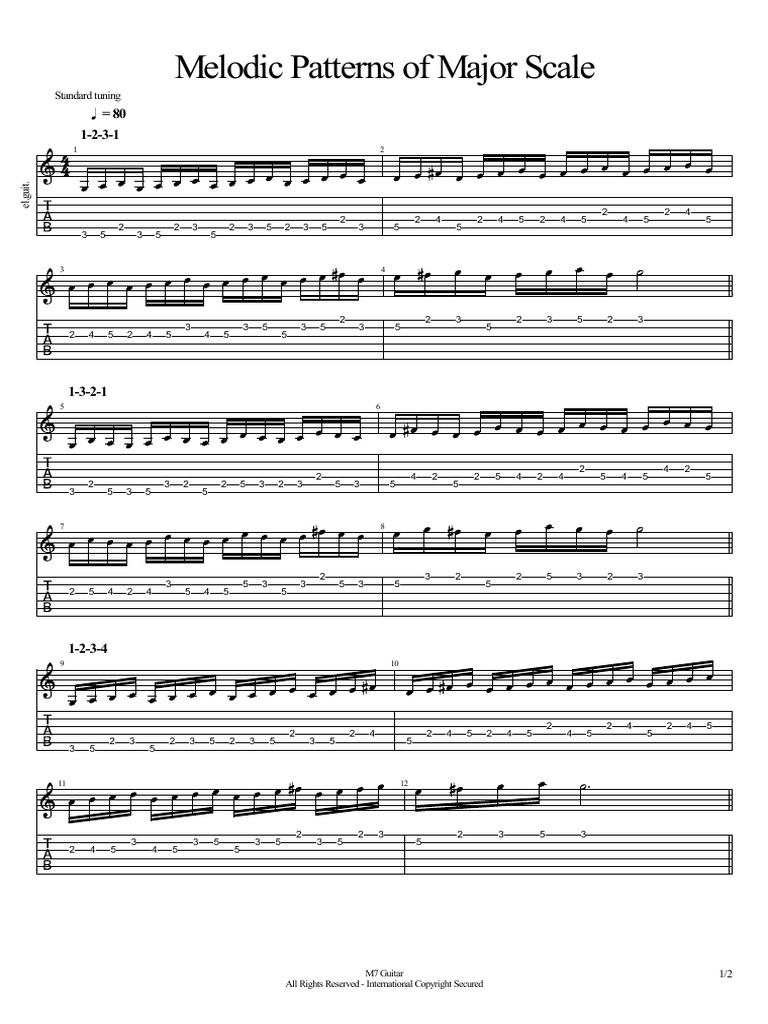 Melodic Patterns of Major Scale | PDF | Guitar Family