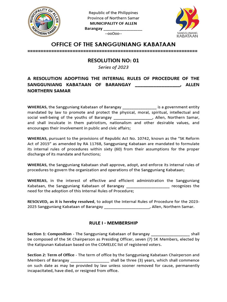 Internal Rules of Procedure for SK | PDF | Quorum | Government