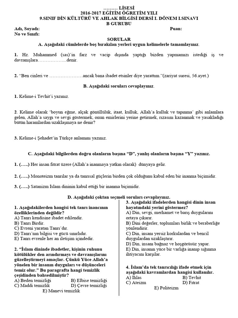 01 2025 2026 9 S N F DIN K LT R VE AHLAK BILGISI 1 D NEM 1 YAZ L visual data 6