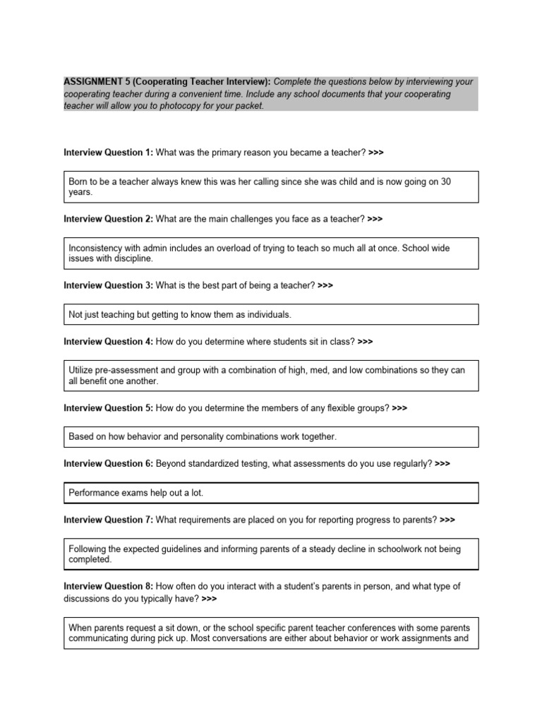 Teacher Interview Insights and Strategies | PDF | Teachers | Experience