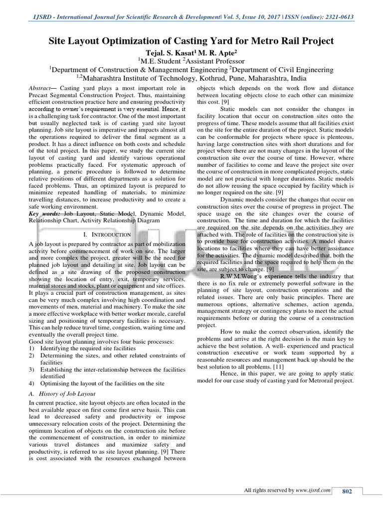 Optimizing Casting Yard Layout for Metro | PDF | Mathematical ...