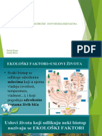 Ekološki Faktori I Karakteristike Osnovnih Ekoloških Faktora