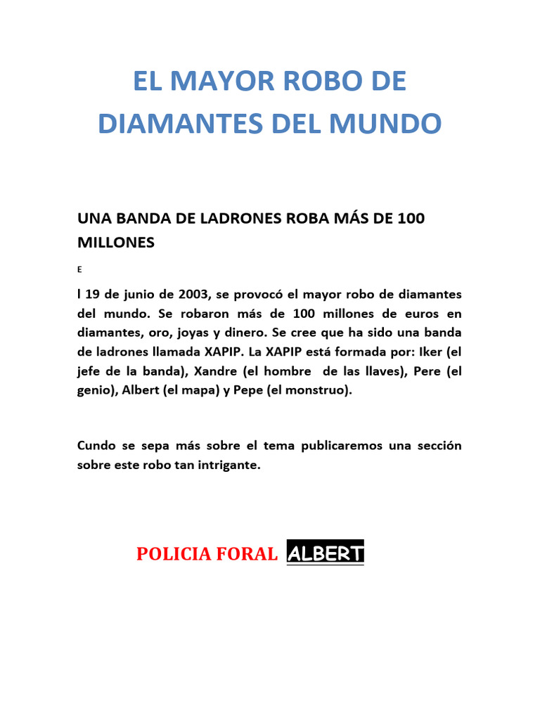 El Mayor Robo De Diamantes Del Mundo 2 Pdf