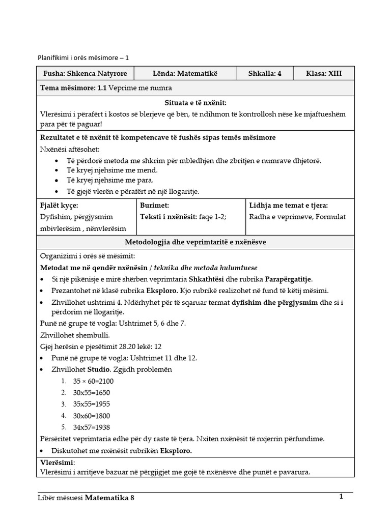 2. Matematika 8 Planifik i Or艺e | PDF
