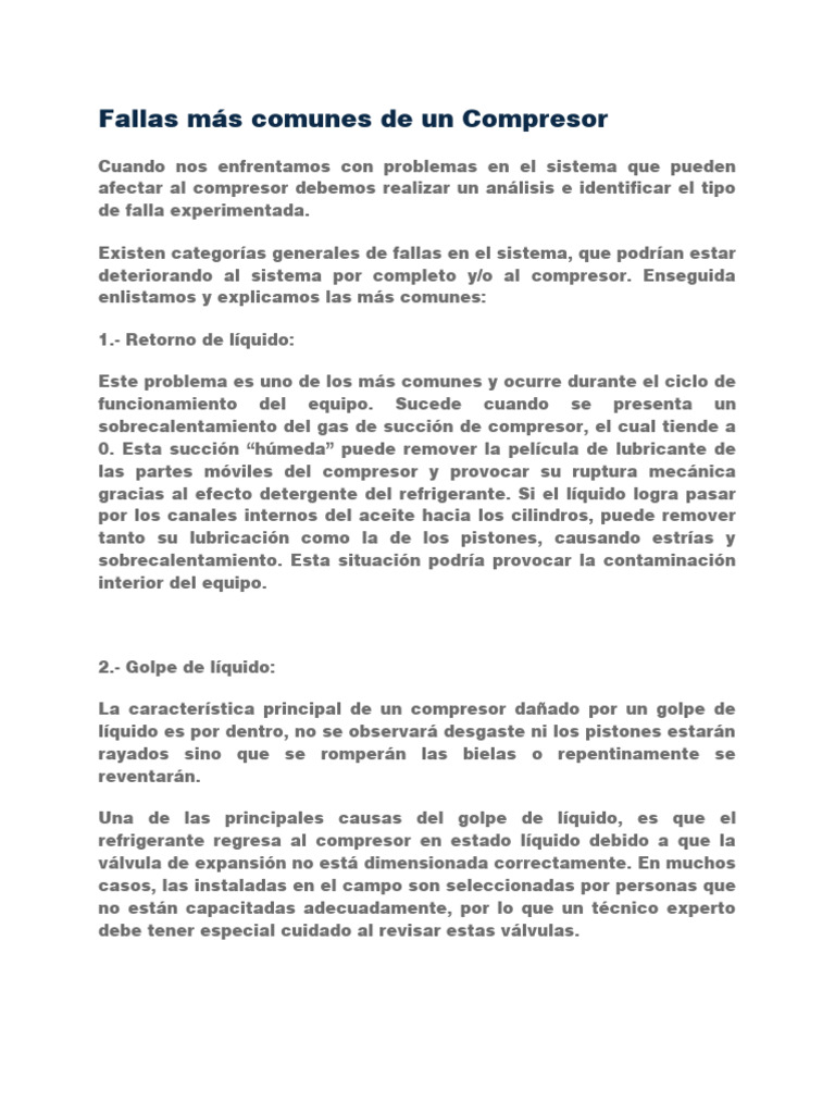 Fallas Comunes en Compresores de Aire | PDF | Líquidos | Lubricante