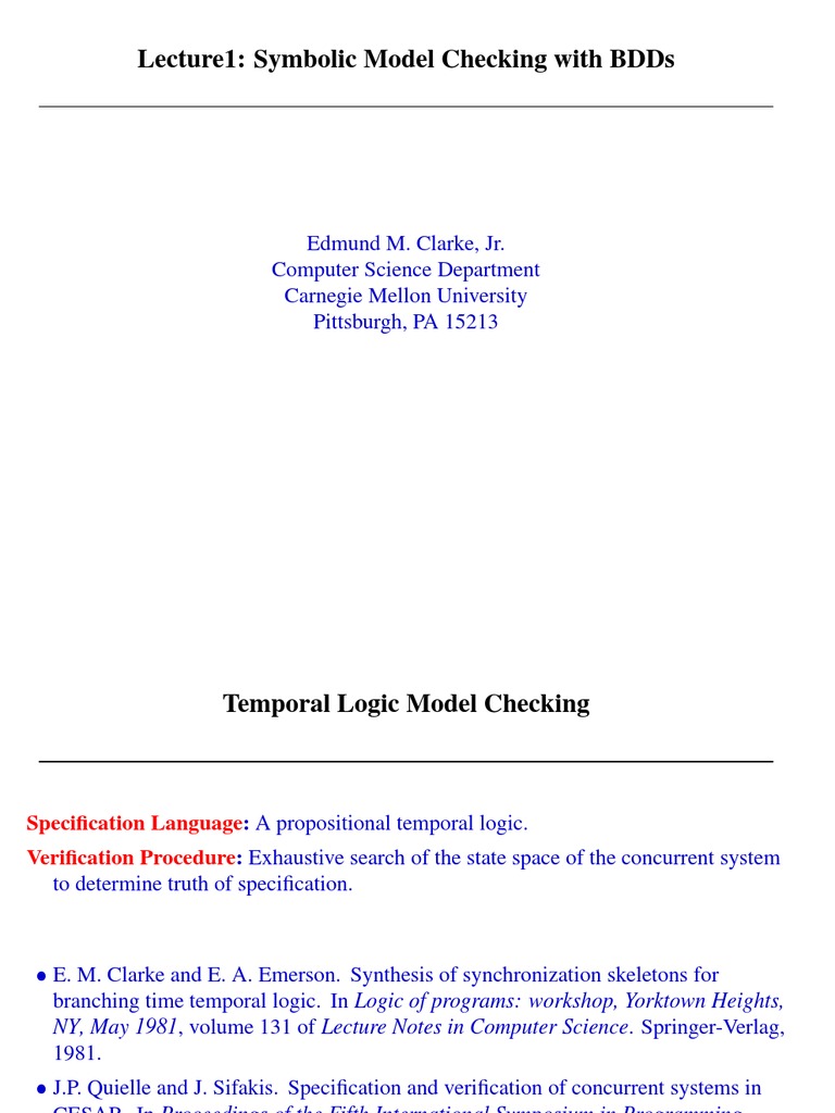 Symbolic Model Checking with BDDs | PDF | Boolean Algebra | Teaching ...