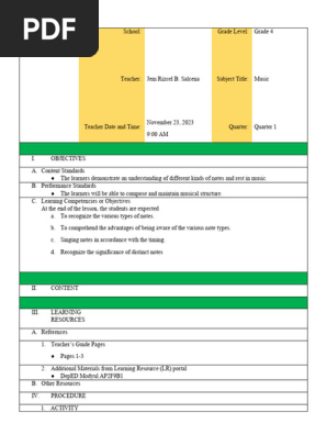 MUSIC-SEMI-DETAILED-LESSON-PLAN-SALCENA