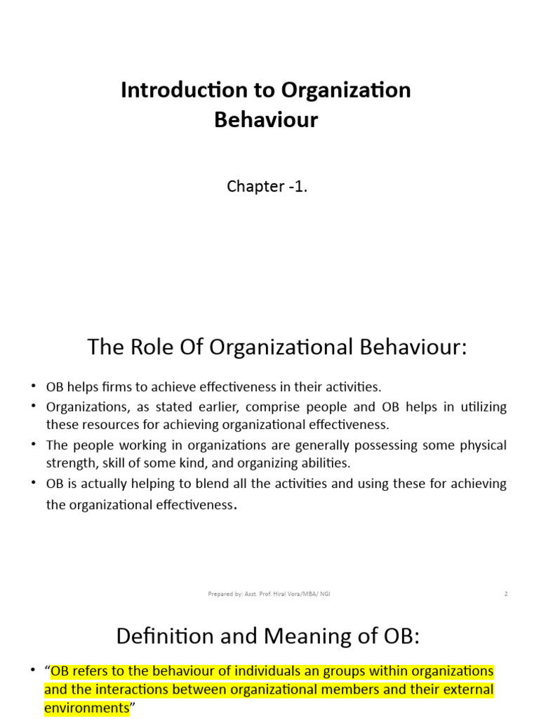 Chapter 01 Introduction To Ob Pdf Psychology Sociology