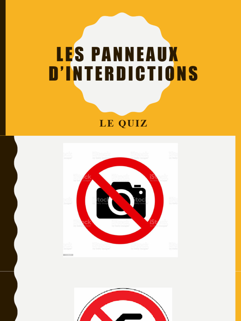Quiz Les Panneaux D - Interdiction | PDF