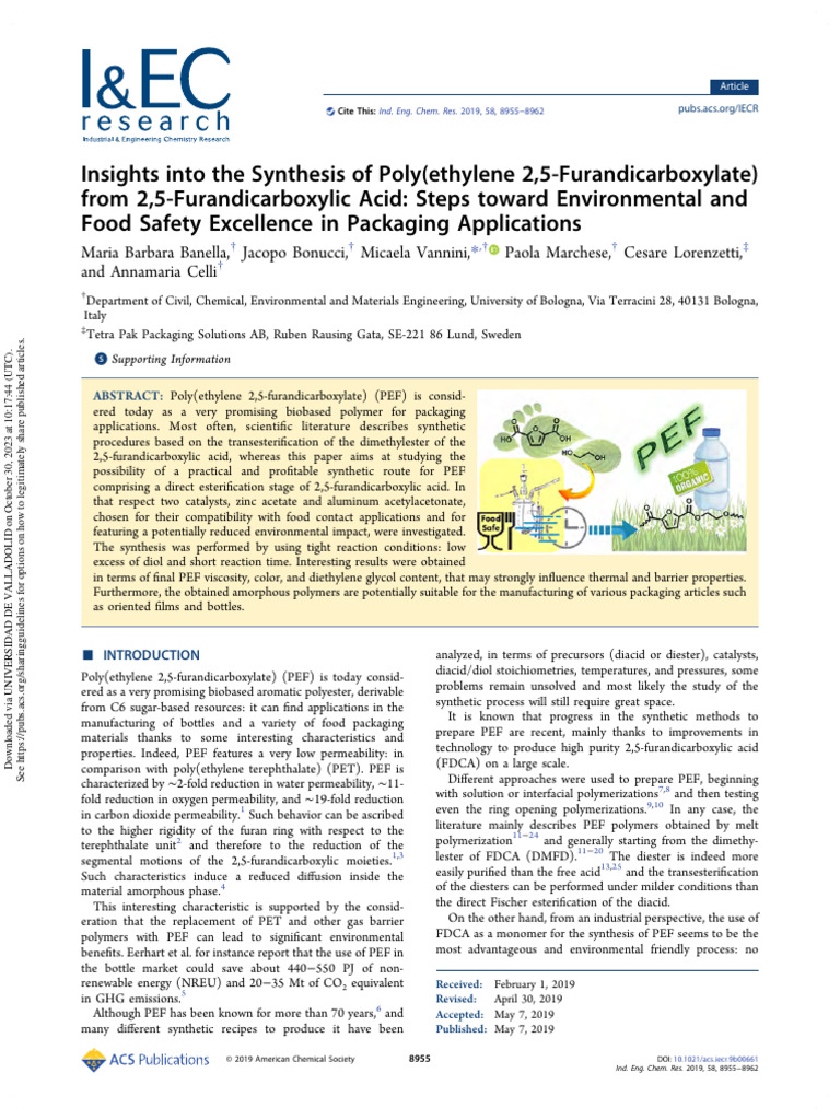 Synthesis of Poly (Ethylene 2,5 Furandicarboxylate) 3 | PDF | Polymers ...