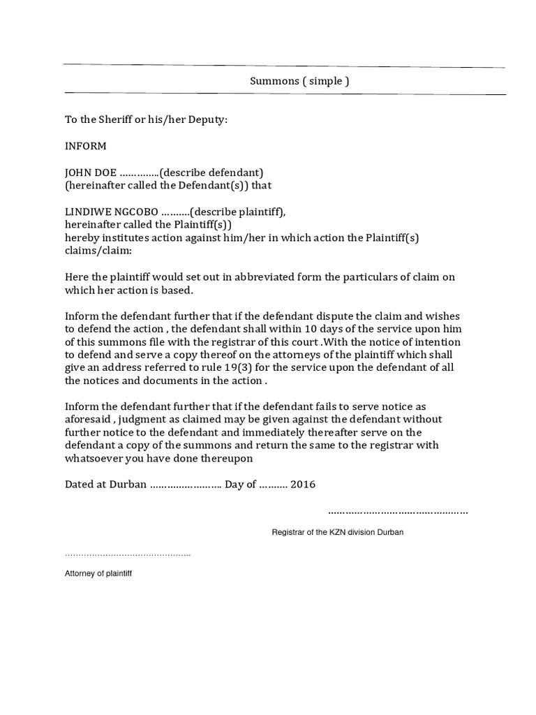 Legal Summons Guide | PDF | Affidavit | Summons