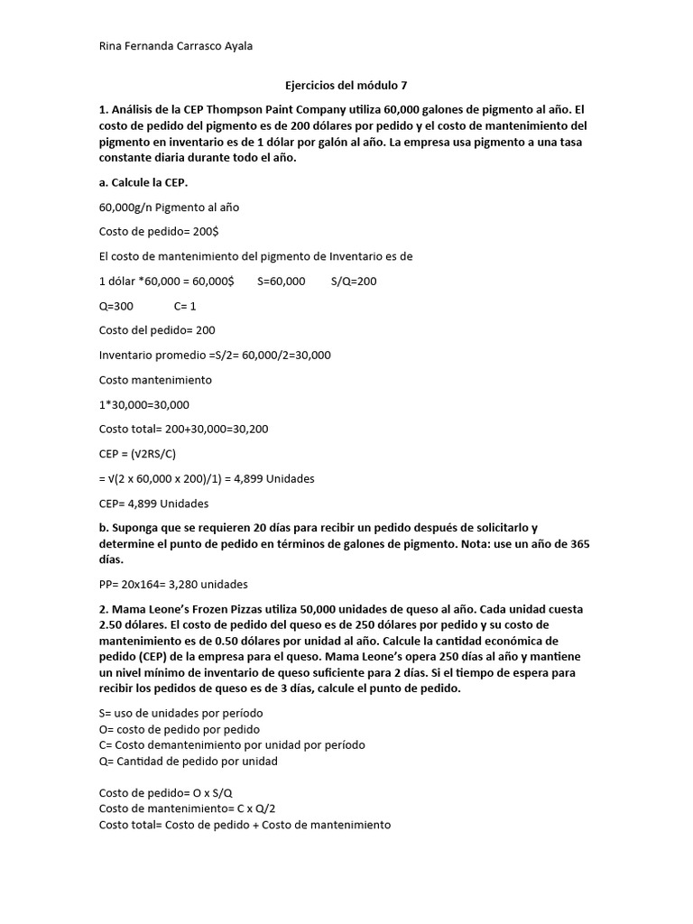 Tarea Modulo 7 y 8 | PDF | Lean Manufacturing | Inventario