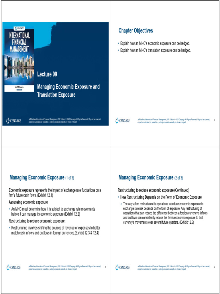Lecture 09 Managing Economic Exposure and Translation Exposure PDF