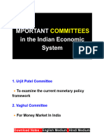 IMPORTANT COMMITTEES in The Indian Economic System