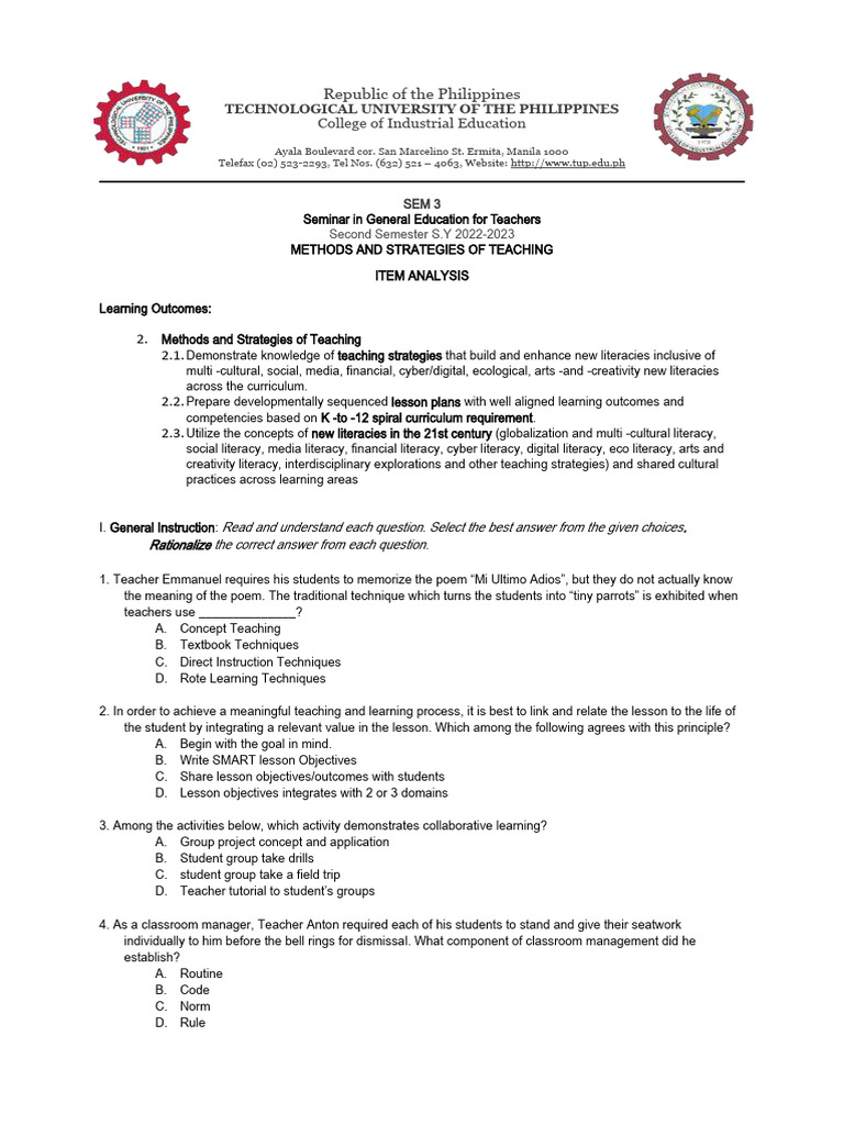 Teaching Methods and Strategies Overview | PDF | Learning | Teachers