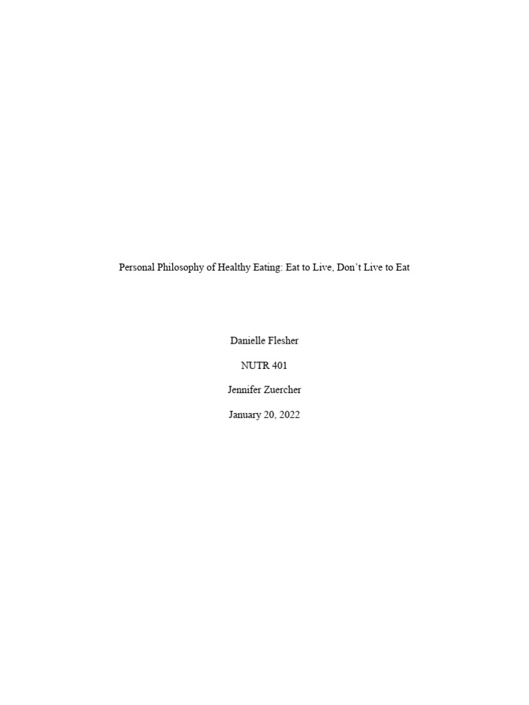Philosophy of Healthy Eating Essay PDF Dieting Healthy Diet