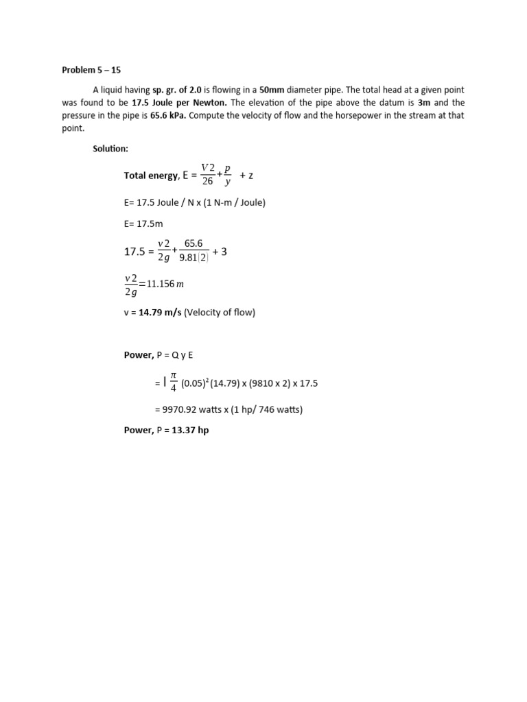 Sample Problems 7 Pdf Free Pdf Fluid Mechanics Mechanical Engineering
