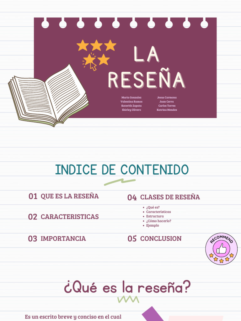Presentaacion LA RESEÑA PDF Autor