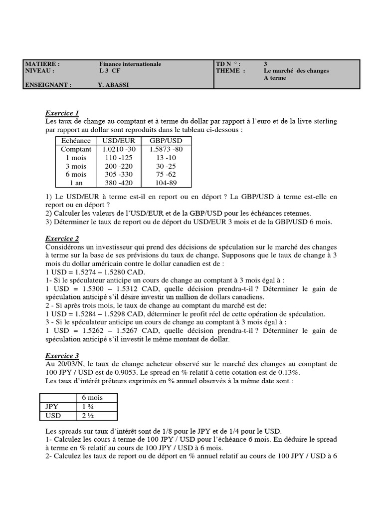 Analyse des taux de change USD/EUR | PDF | Taux de change | Forex