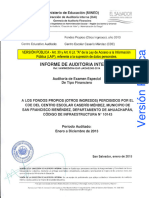 Auditoría A Los Fondos Propios (Otros Ingresos) Percibidos Por El CDE Del Centro Escolar Caserío Méndez