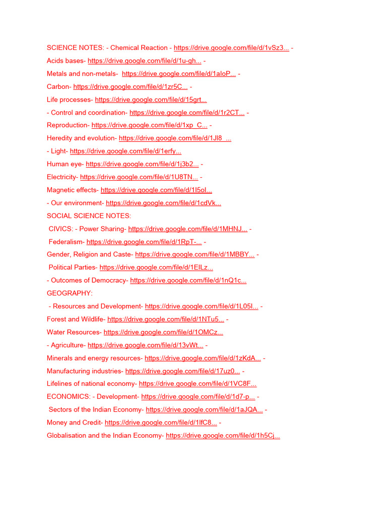 Comprehensive Science and Social Science Notes | PDF | Technology ...