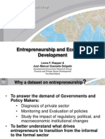Entrepreneurship and Economic Development: Leora F. Klapper & Juan Manuel Quesada Delgado
