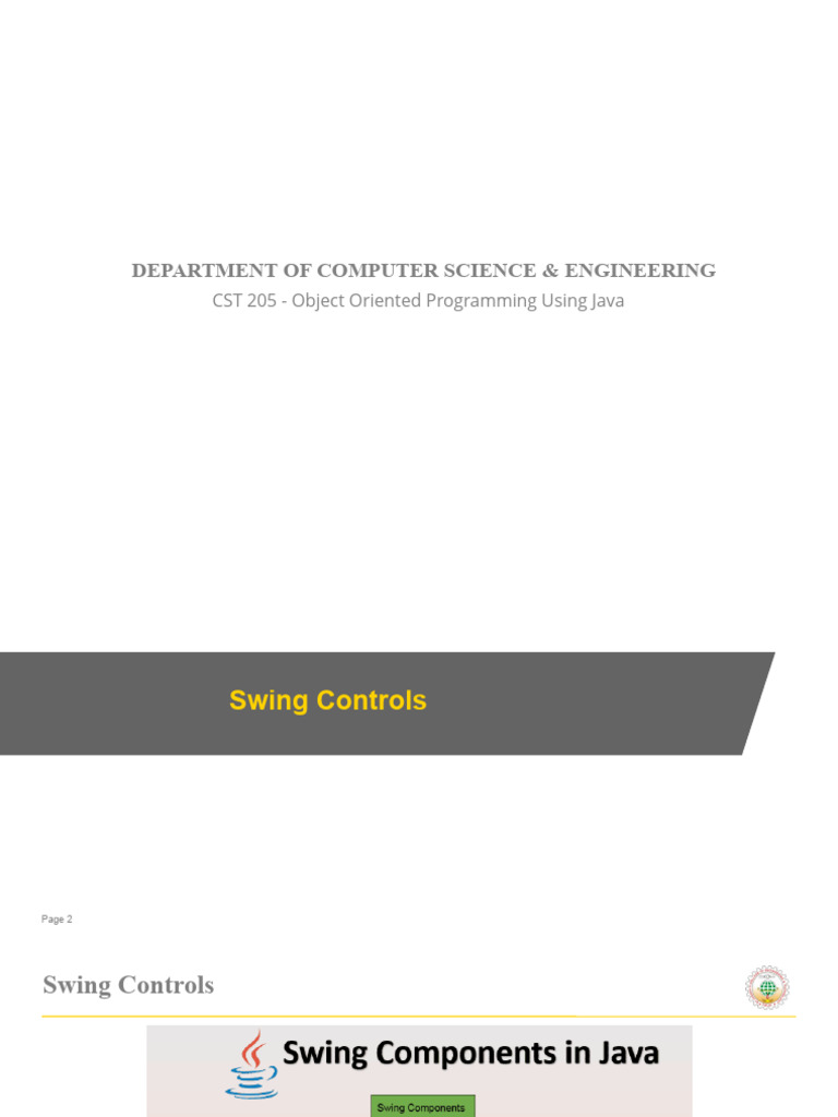 Overview of Swing Controls in Java | PDF | Page Layout | Parameter ...