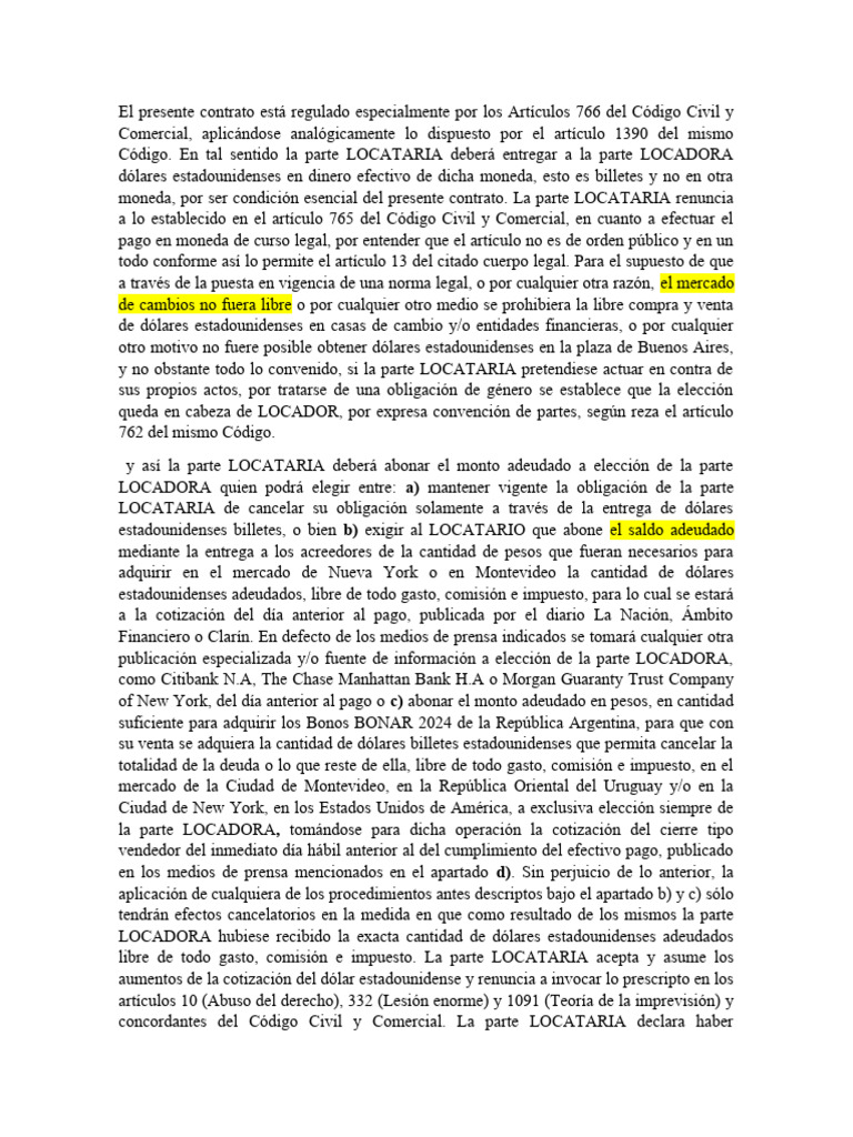 Teoria de la imprevision u s pago en dolares pdf d lar de los