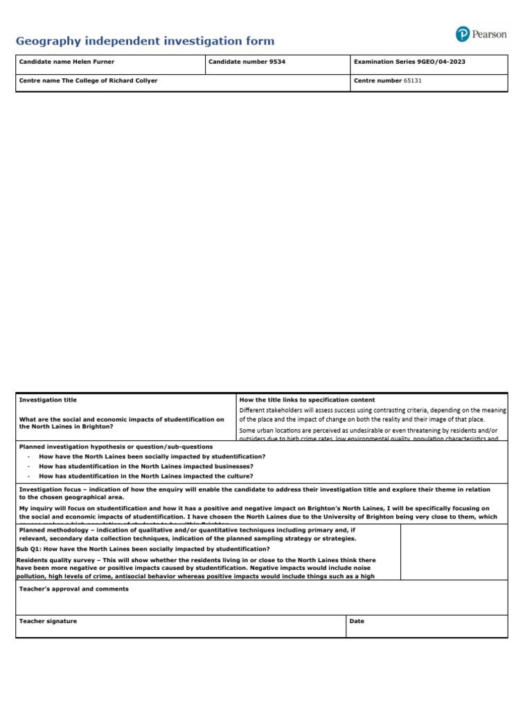 Social Impacts of Studentification in Brighton | PDF | Methodology ...