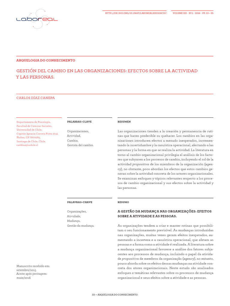 Efectos del Cambio en Organizaciones | PDF | Aprendizaje | Evolución
