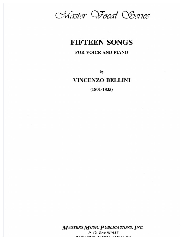 Vincenzo Bellini: 15 Composizioni Da Camera Per Voce E Pianoforte - Spartito Musicale - Foto 9