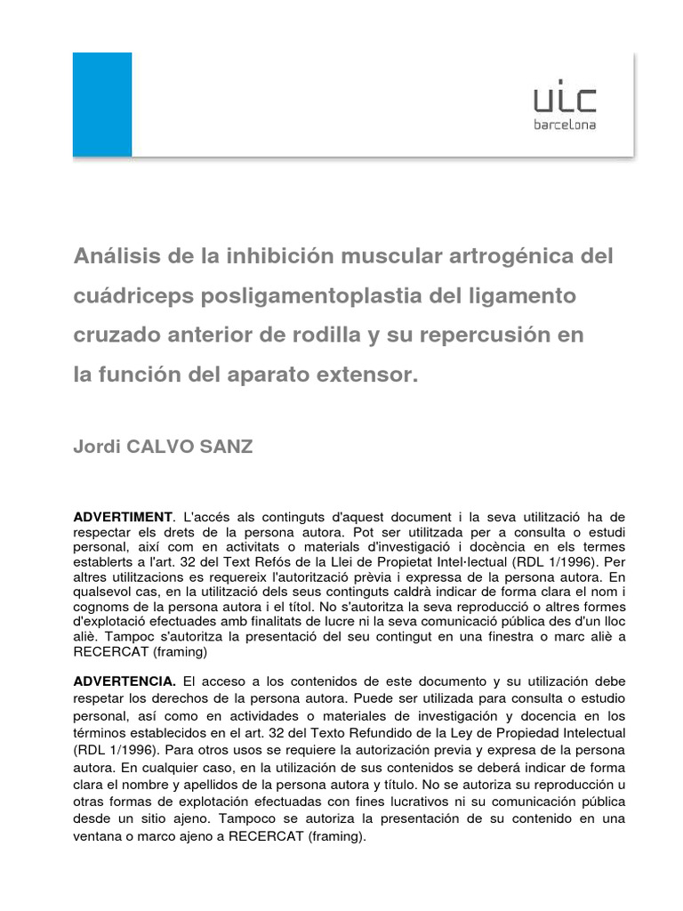 Inhibición muscular en cuádriceps post-LCA | PDF | Electromiografia ...