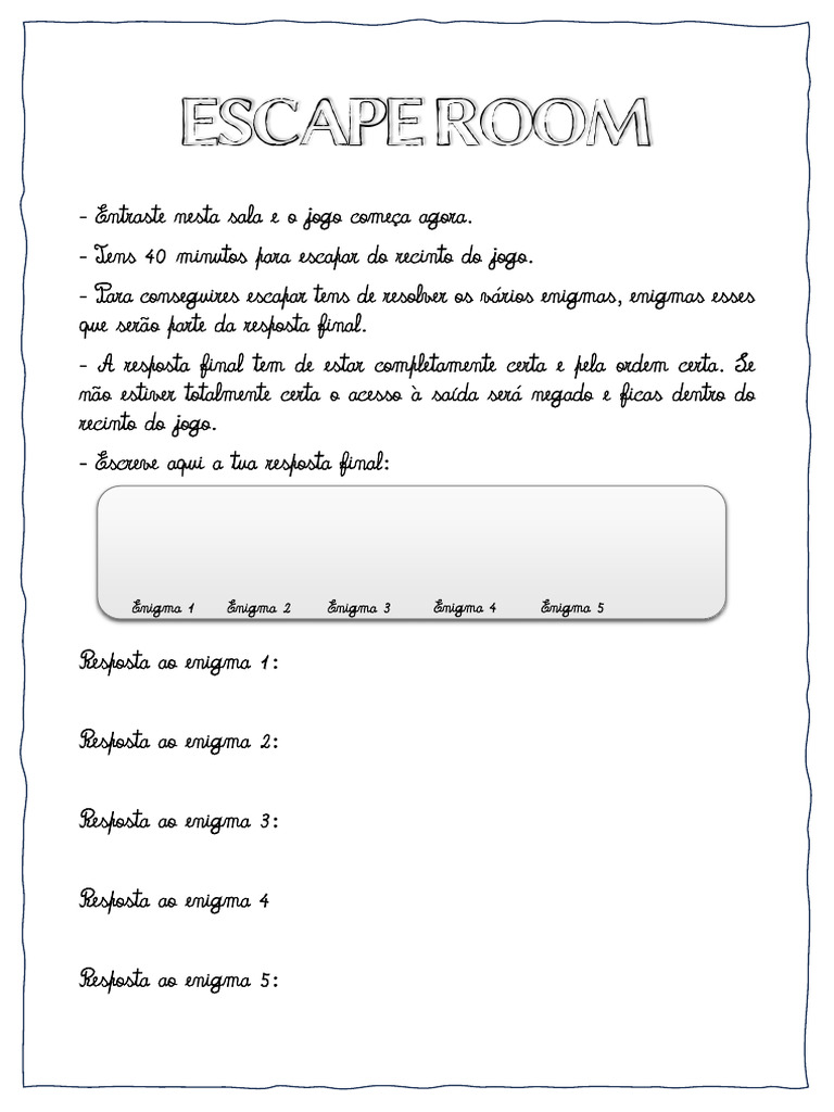 Desafio de Escape Room: Resolva Enigmas | PDF