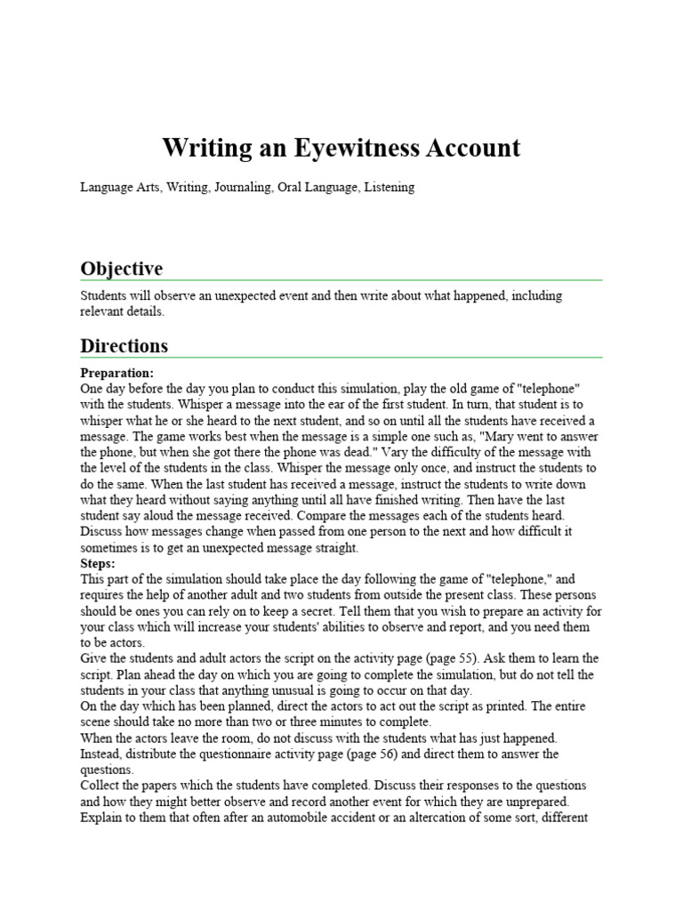Writing an eyewitness account pdf cognitive science cognition