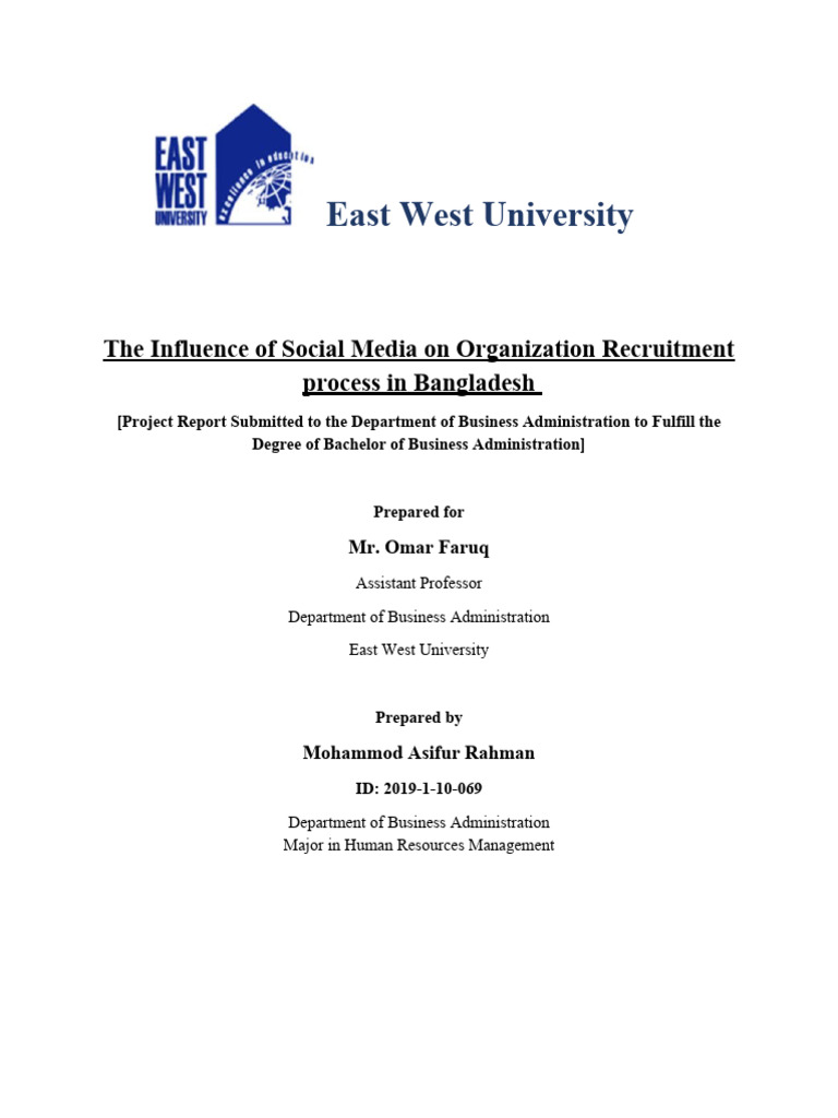 East West University Project | PDF | Recruitment | Social Media