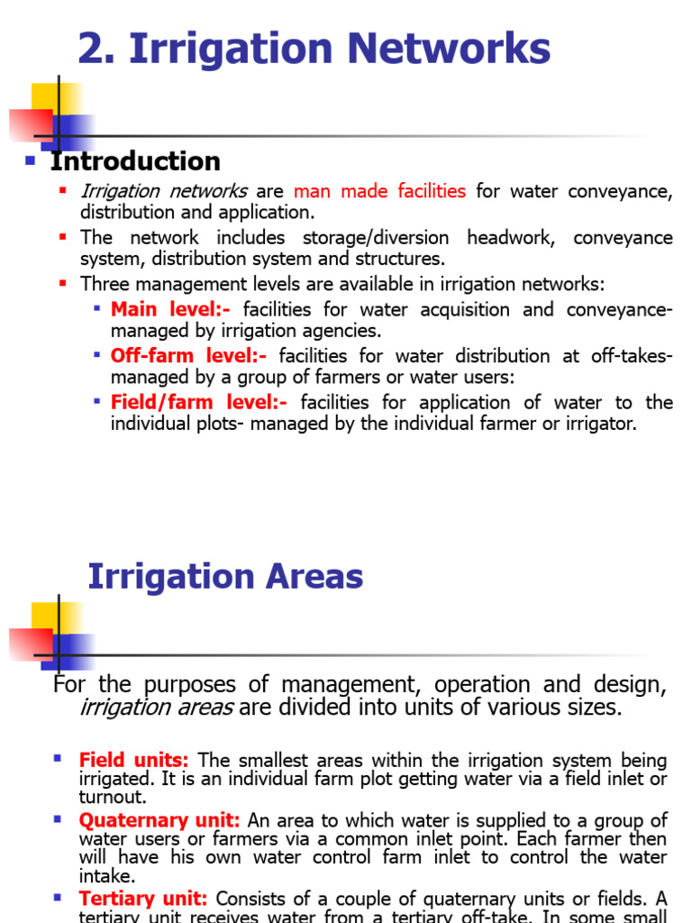 2 Irrigation Networks Pdf Irrigation Water