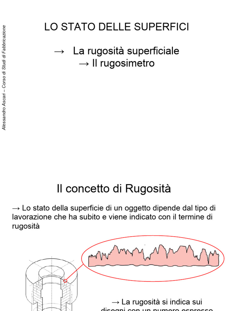 Lo Stato Delle Superfici La Rugosità Superficiale Il Rugosimetro | PDF