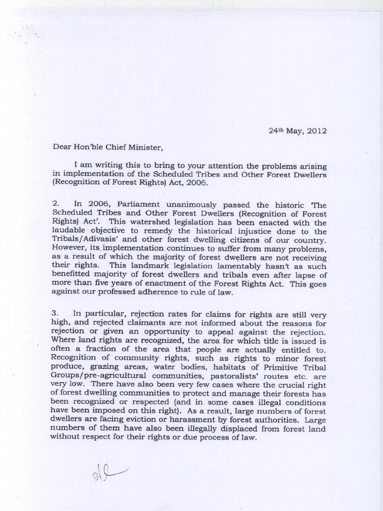 9 Evictiondueto Non Settlementofforest Rights Dated 24 May 2012 | PDF