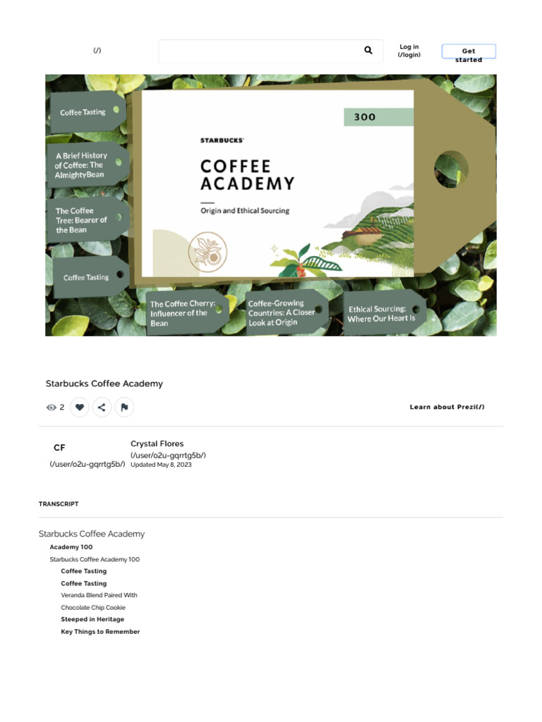 Starbucks Coffee Academy by Crystal Flores On Prezi Next | PDF | Coffee ...