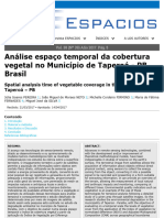 Análise Espaço Temporal Da Cobertura Vegetal No Município de Taperoá - PB, Brasil